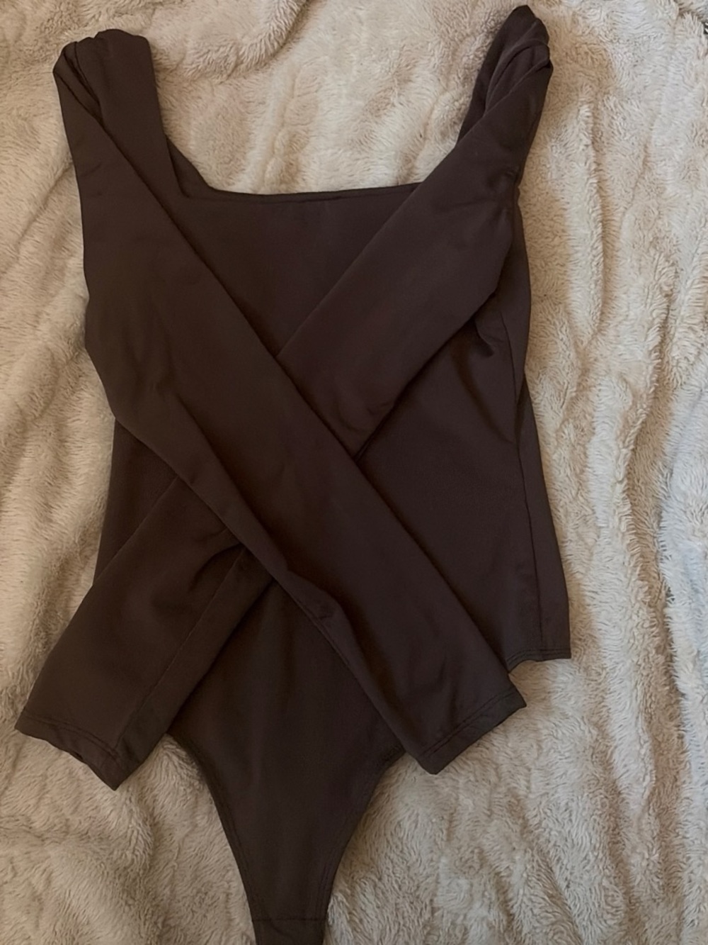 Women's Long-Sleeve Square Neck Bodysuit - Brown aritzia contour